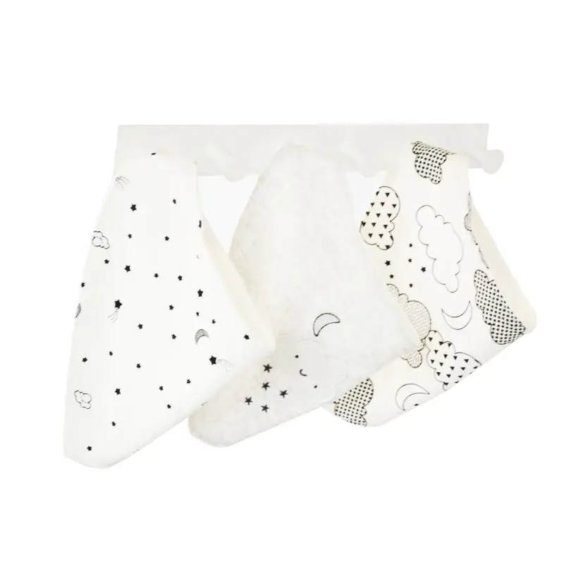 Babero de algod&oacute;n para beb&eacute;, bufanda triangular impermeable de tres capas para reci&eacute;n nacido, toalla de Saliva para alimentaci&oacute;n, pa&ntilde;uelo de tela para eructar, 3 piezas-4