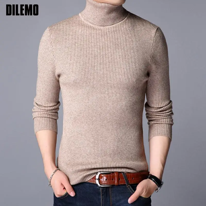 

Warm New Brand Knit Pullover Turtle Necks Sweater Winter Solid Color Simple Casual Men Jumper Fashion Top Quality Clothing 2021