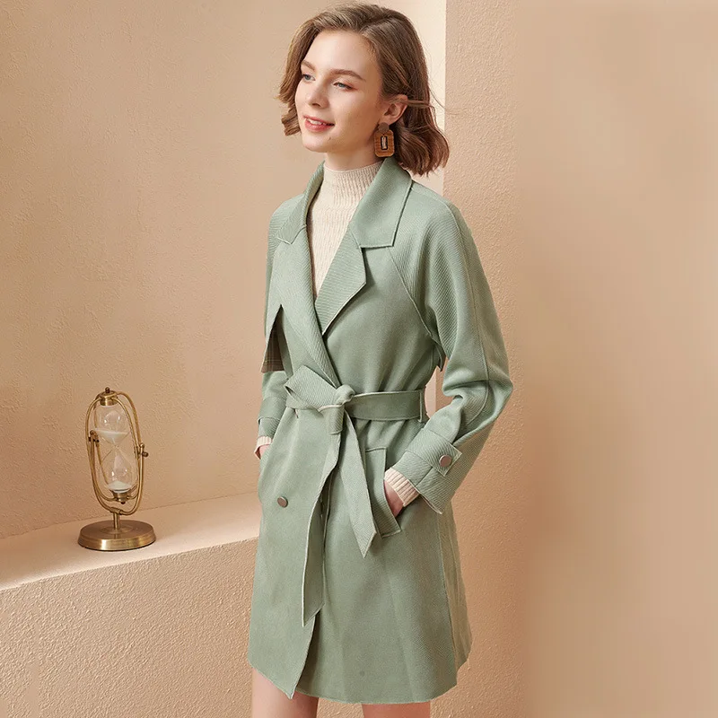 Новинка Осень зима 2020 тренчкот средней длины в британском стиле с отложным