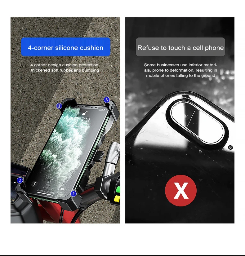 

Motorcycle Wireless Charging Mobile Phone Bracket Wireless Charging + Usb Line Charging Motorcycle Riding Navigation 15W