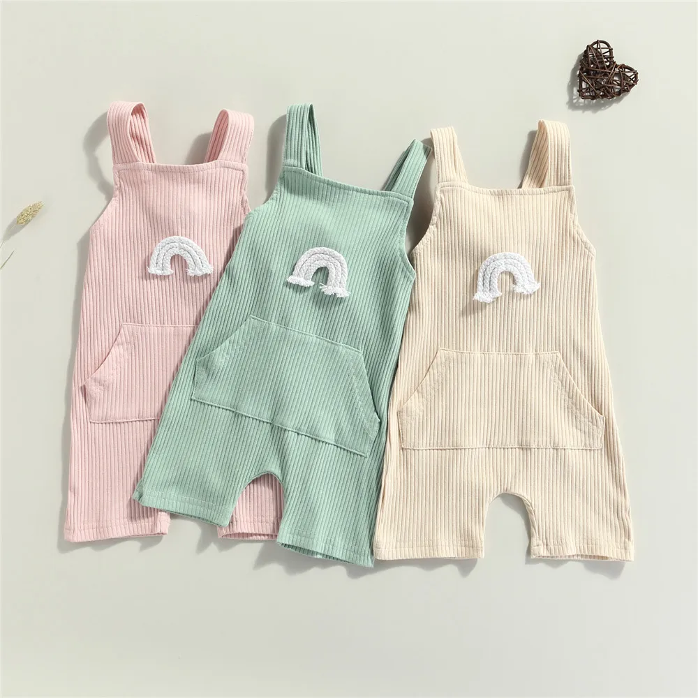 

0-2 Years Toddler Baby Girls Corduroy Overalls Cute Rainbow Suspender Pants With Front Pocket Multicolor