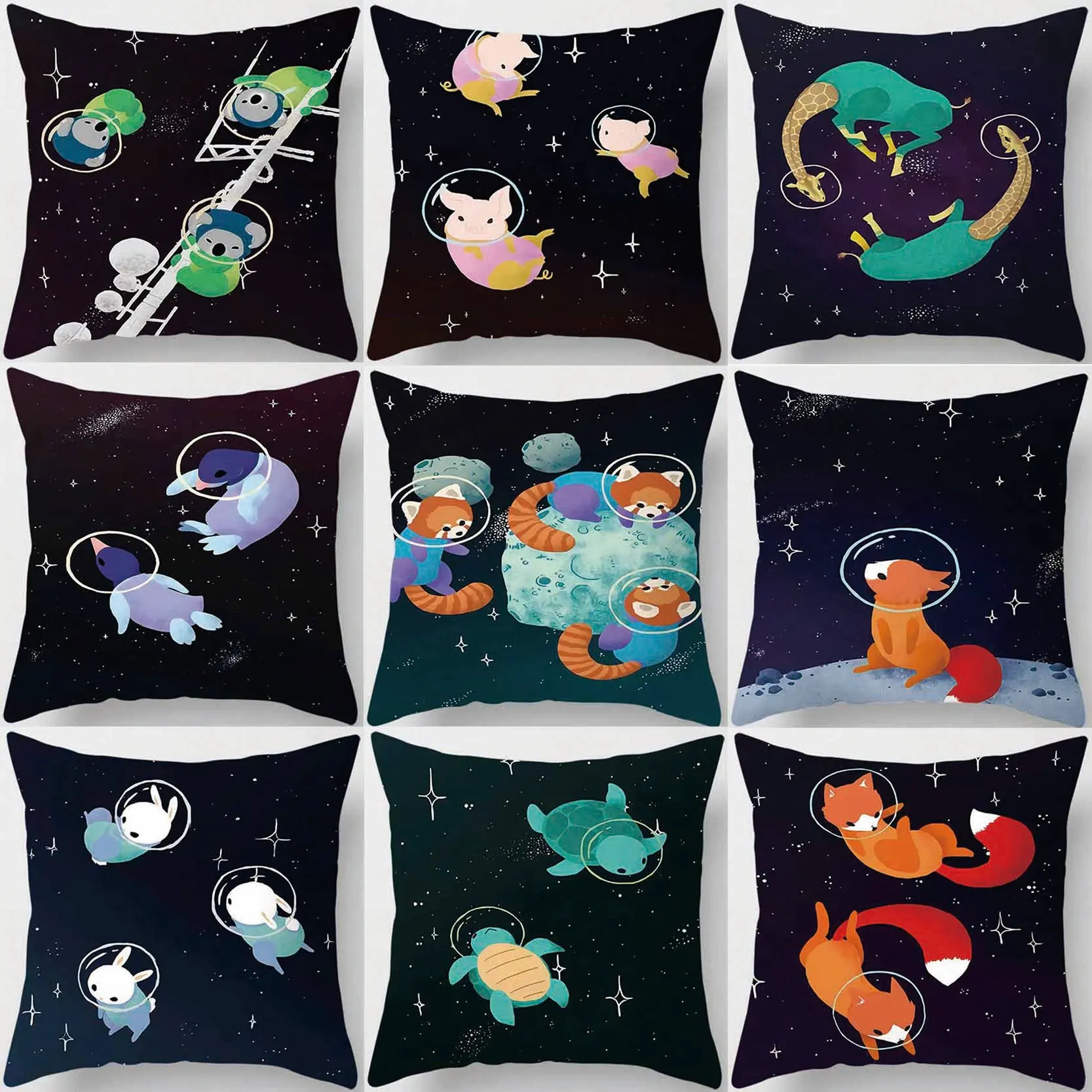 

Small Animal Astronaut Printed Square Pillowcase Home Decoration Car Sofa Cushion Cover 45cm*45cm