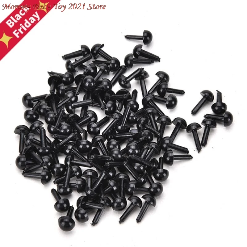 

100 Pcs 3 mm/4 mm/5 mm/6 mm DIY Plastic Safety Eyes For Dolls Toys Accessories Animal Making Craft Black Color