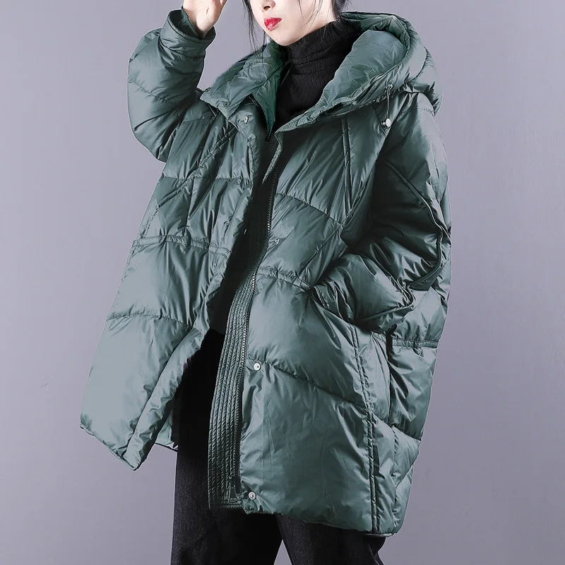 Зимнее пуховое пальто Janveny Женская пуховая куртка свободная утепленная на 90%