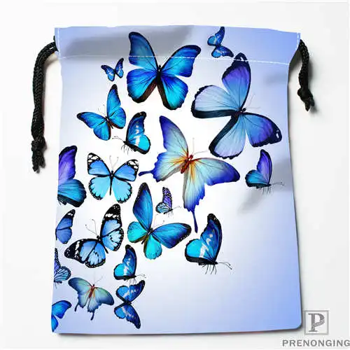 Custom Printing blue-butterfly Drawstring Shopping Bags Travel Storage Pouch Swim Hiking Toy Bag Unisex Multi Size19-01-04-21 | Багаж и