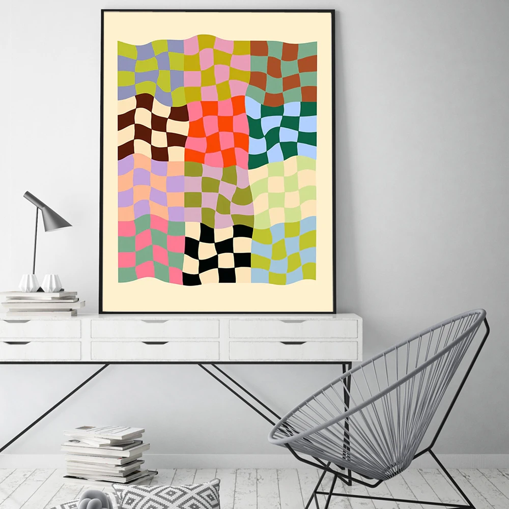 Красочные абстрактные волнистые линии узор холст картины геометрический постер