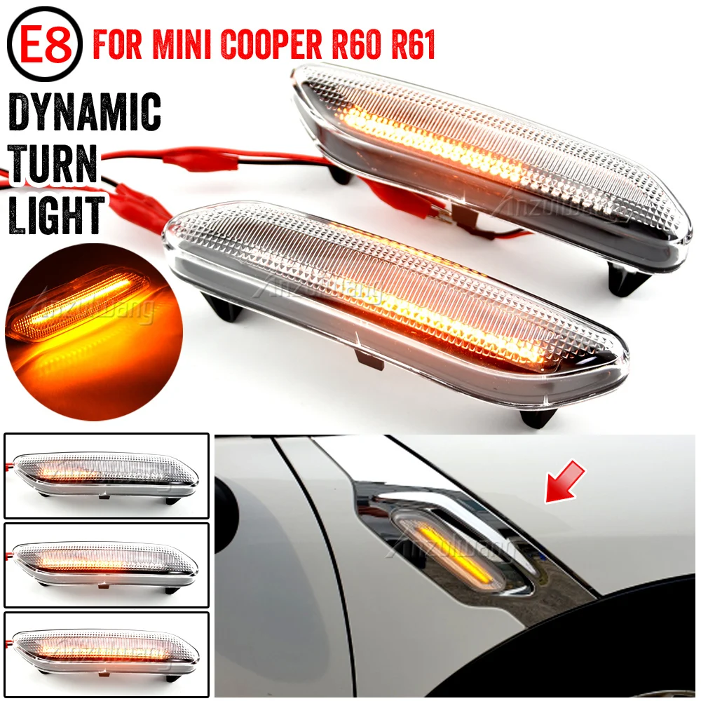 

Pair Flowing Turn Signal Light Dynamic LED Side Marker Light 12v Side Repeater Lamp For Mini Cooper R60 COUNTRYMAN R61 PACEMAN