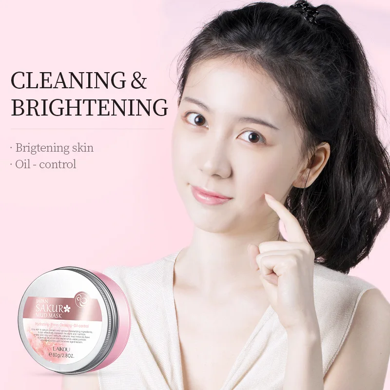 

Face Mask Mud Deep Cleaning Oil Control Whitening Replenishing Moisturizing Pore Brighten Glycerin Sakura Extract Skin Care 80g