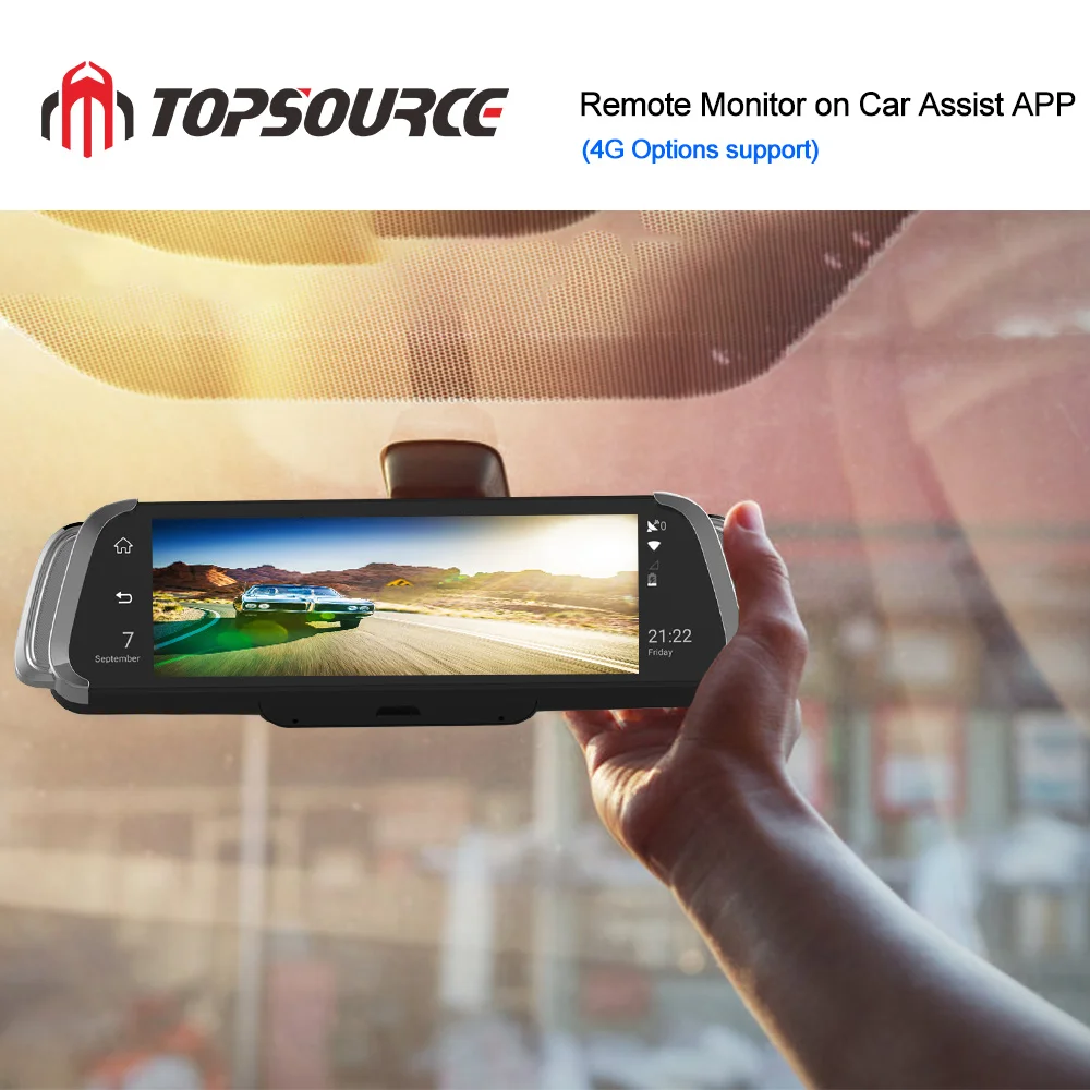 Автомобильный видеорегистратор TOPSOURCE Android 10 дюймов/4G двойной объектив зеркало
