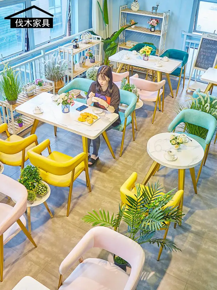 Простой стол и стул для десертного магазина молочного чая кофейни снэк-шопа