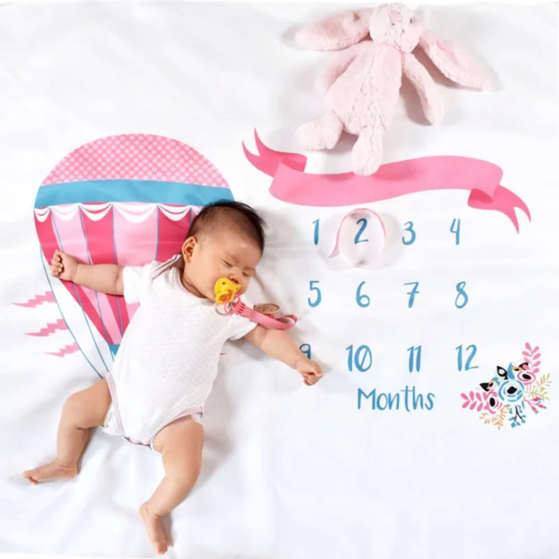 

Months Newborn Baby Monthly Milestone Photo Blanket Background Receiving Cloth Infant Kid Diaper Photography Props Accessories