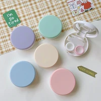cute round macaron color lens case eye care container travel mirror fashion lenses box holder contact lens case hot classic set