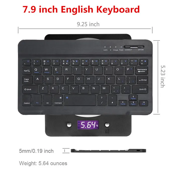 Ultra Slim Алюминий Беспроводной Bluetooth Испанский клавиатура для IOS Android Tablet PC Windows для iPad Bluetooth Испанский Teclado - Цвет: 7-inch-eng