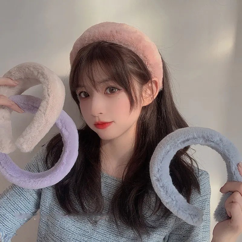

Stylish Winter Thick Furry Hairband For Women Girls Candy Color Retro Headwear Temperamental Soft Warm Head Hoop Wholesale