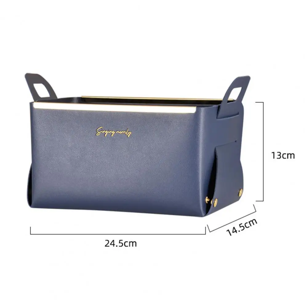 

Cosmetic Container High Capacity Folding Faux Leather Creative Desktop Storage Box for Home