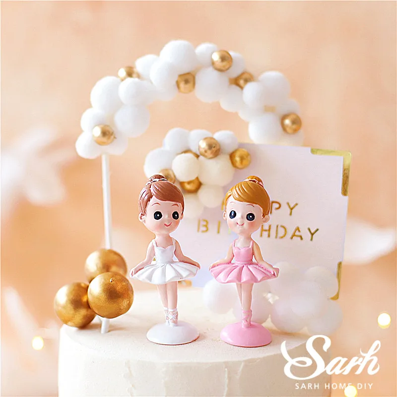 Благородные балетные украшения для девочек торта на день рождения золотые волос