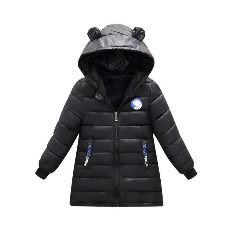Детская куртка с капюшоном для мальчиков и девочек теплая длинная пуховая