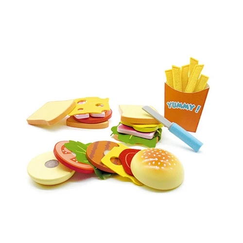 Детские кухонные игрушки сделай сам гамбургер сэндвич картофель фри ролевая