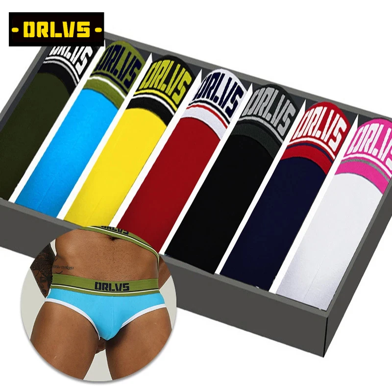 

7Pcs/Lot ORLVS Brand Men Underwear Briefs Men Cotton Sexy Men Brief Gay Pants Wholesale Soft Fashion Underwpants Male Cuecas