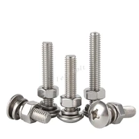 m3 m4 m5 m6 304 stainless steel screw sets cross recessed pan head screw with washer nut four combination machine bolt