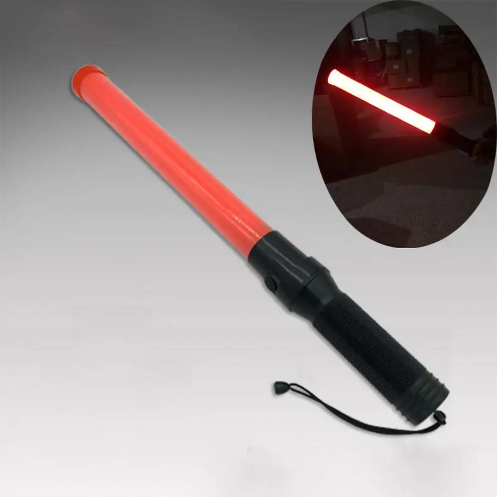 

40cm Led Traffic Wand 50 Lumen Small Red LED Safety Signal Baton Work Light Flashlight With Cone Flashing Modes Battery Powered