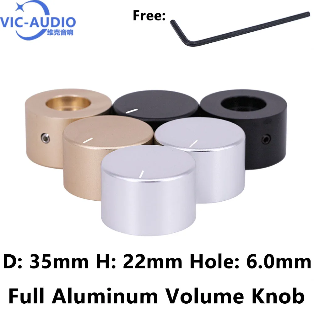 1PC 35*22mm Solid Full Aluminum Volume Control Knob Potentiometer Knob For Hifi Audio Guitar AMP Effect Pedal DAC Radio 6mm
