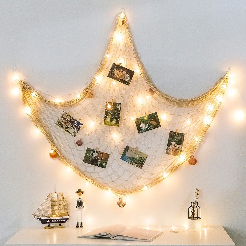 1 м x 2 фоторамки для подвешивания декоративная морская сеть с морскими ракушками