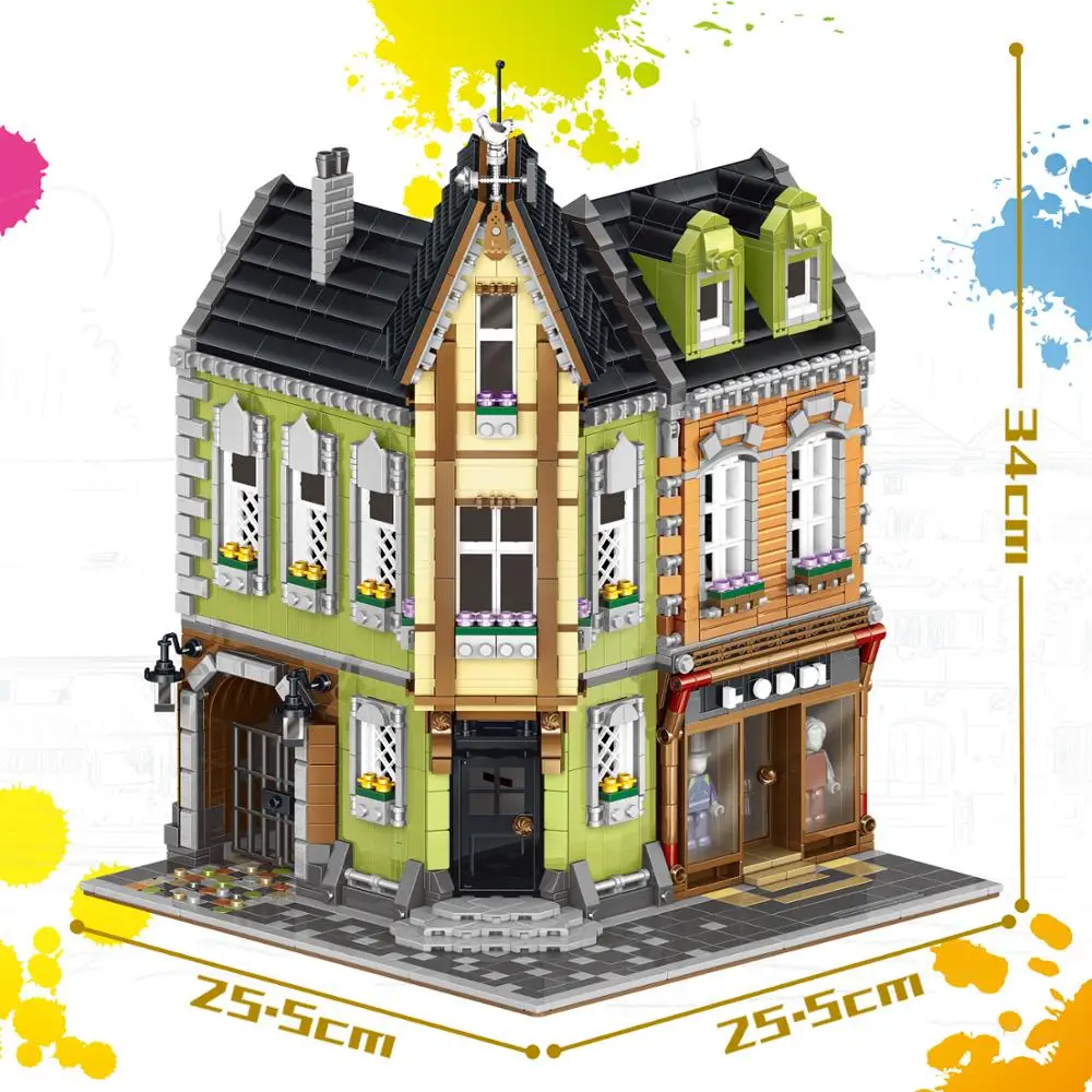 

In Stock ql0919 MOC 3474PCS City Streetview Series The Corner Mall Building Kits Blocks Bricks Kids ql0922 ql0920