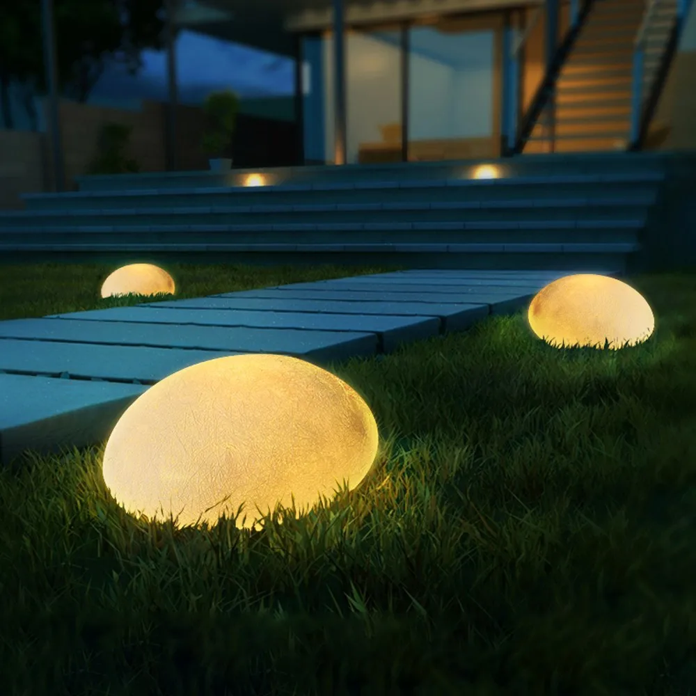 WaterProof Egg Shaped Outdoor Lights LED Rechargeable Luminous Pebbles Glow In Stones Lamps landscape Path Patio Lawn Yard Decor