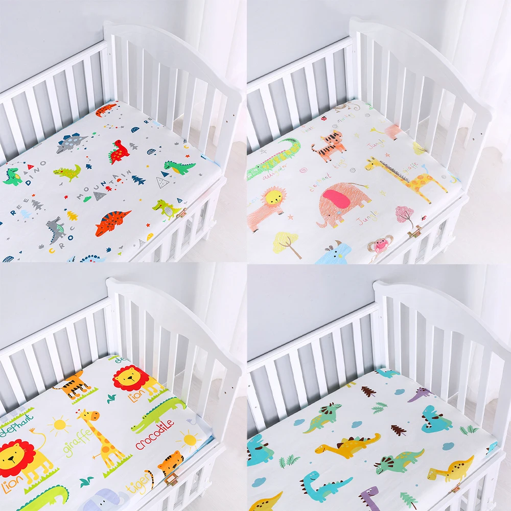 Newborn Baby Fitted Crib Sheets Cotton Soft Breathable Mattress Cover Toddler Bed Premium For Children Mattress Cover 130*70 cm