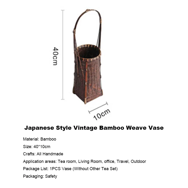 Japanese Style Vintage Handmade Bamboo Weave Vase Flower Baskets Tabletop Flowerware Accessories Jardiniere Creative Home Decor | Дом и сад