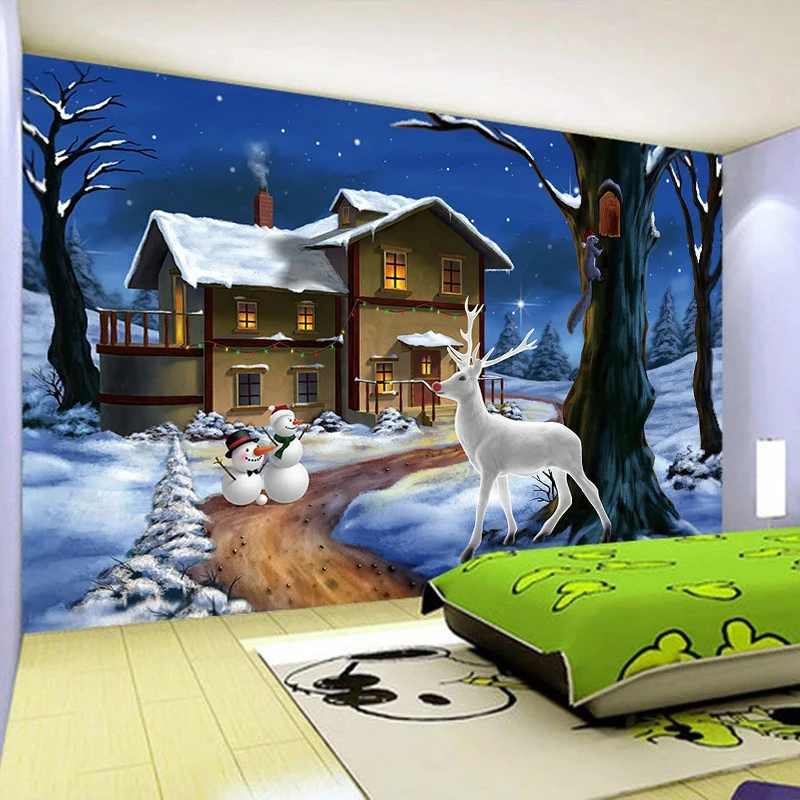 Пользовательские 3D фото обои для детской комнаты мультфильм снеговик фотообои