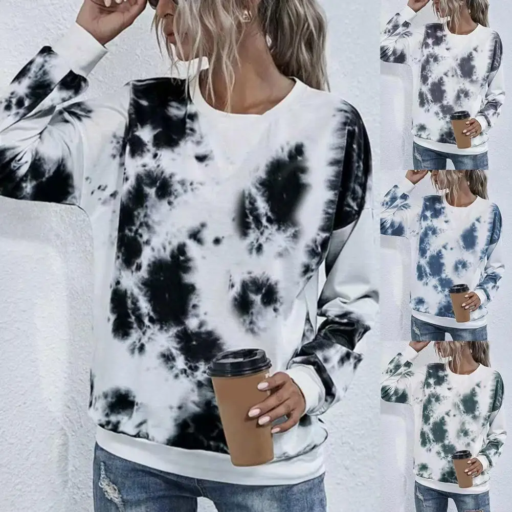 

Новинка 2021, зимний женский Повседневный Свободный пуловер с круглым вырезом и принтом, цветная женская рубашка, топы для повседневного ноше...