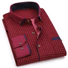 Мужская Повседневная рубашка с длинным рукавом, красная мягкая удобная приталенная рубашка из ткани с принтом, на пуговицах, с прострочкой и карманами, 2022