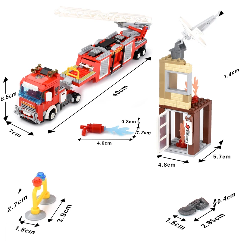 491+pcs DIY Blocks Rescue Fire Fighting Truck Building City Firemen figures Educational Bricks Toys for Children Kid Gift | Игрушки и