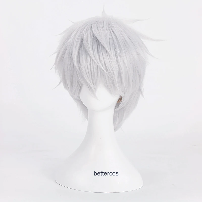 Парик для косплея Tokyo Ghoul Kaneki Ken с короткими серебристыми белыми термостойкими