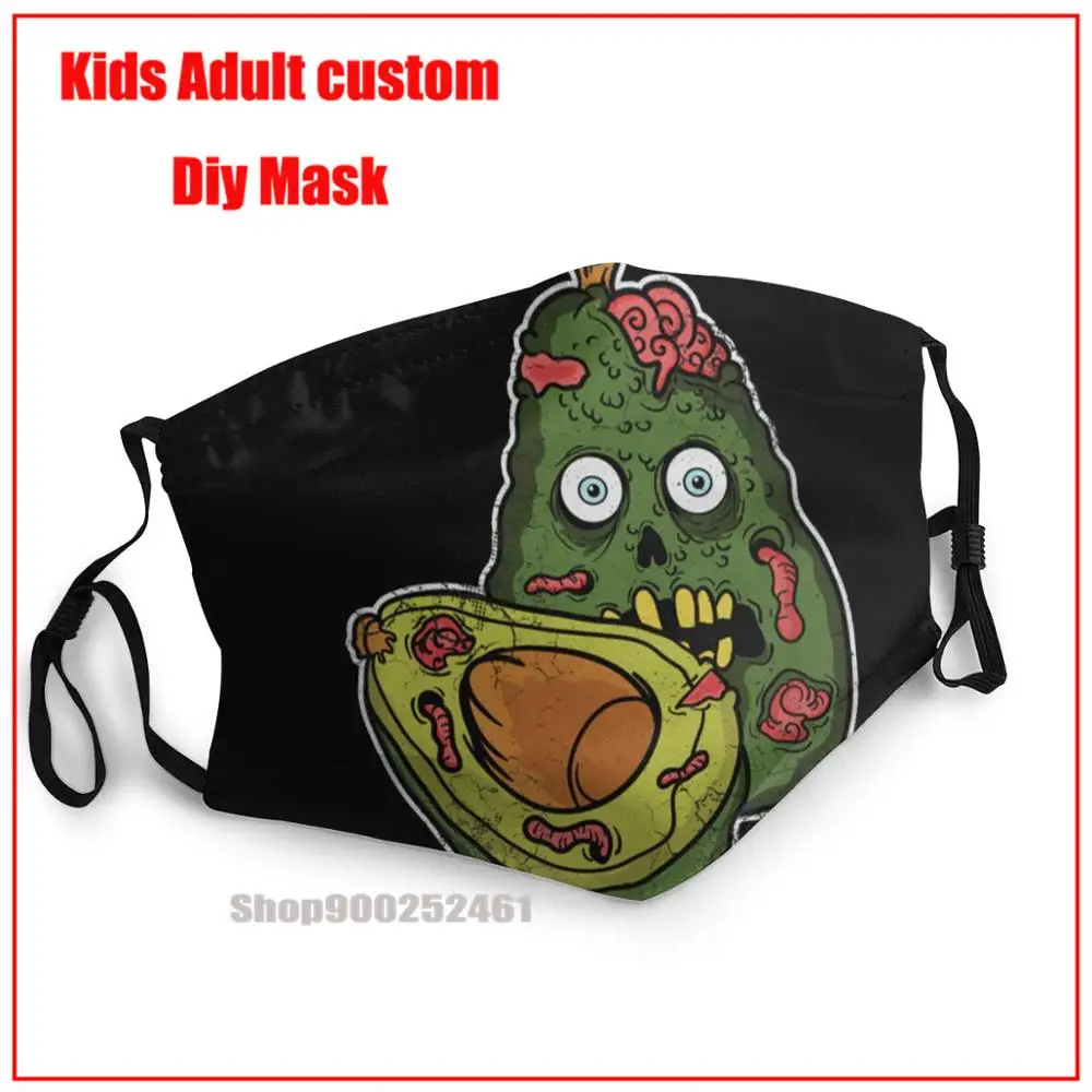 

Хэллоуин Зомби авокадо DIY mascarilla многоразовая маска для лица, моющаяся маска для рта, фотография, Забавный дизайн