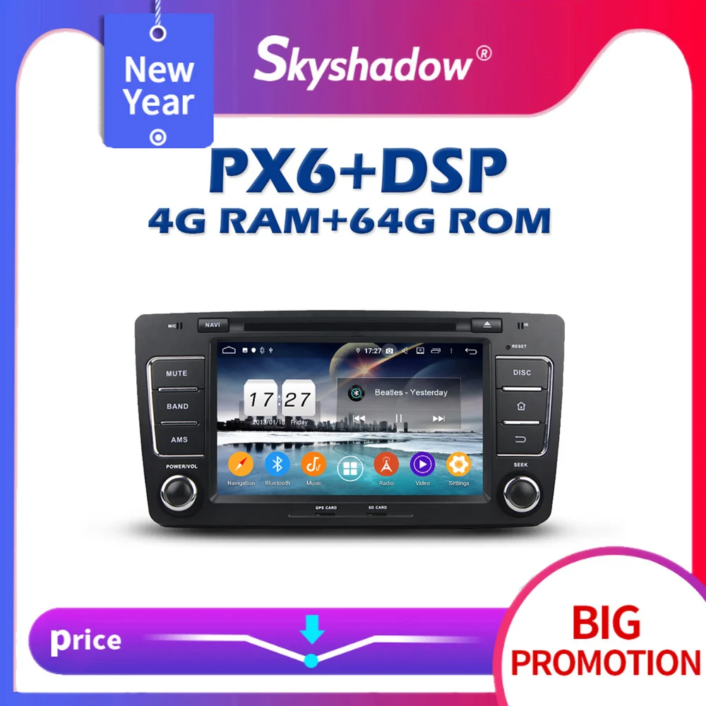 Автомобильный DVD плеер 720P PX6 DSP TDA7851 IPS Android 10 4 Гб + 64 GPS RDS радио Wi Fi Bluetooth 5 0 для VW skoda