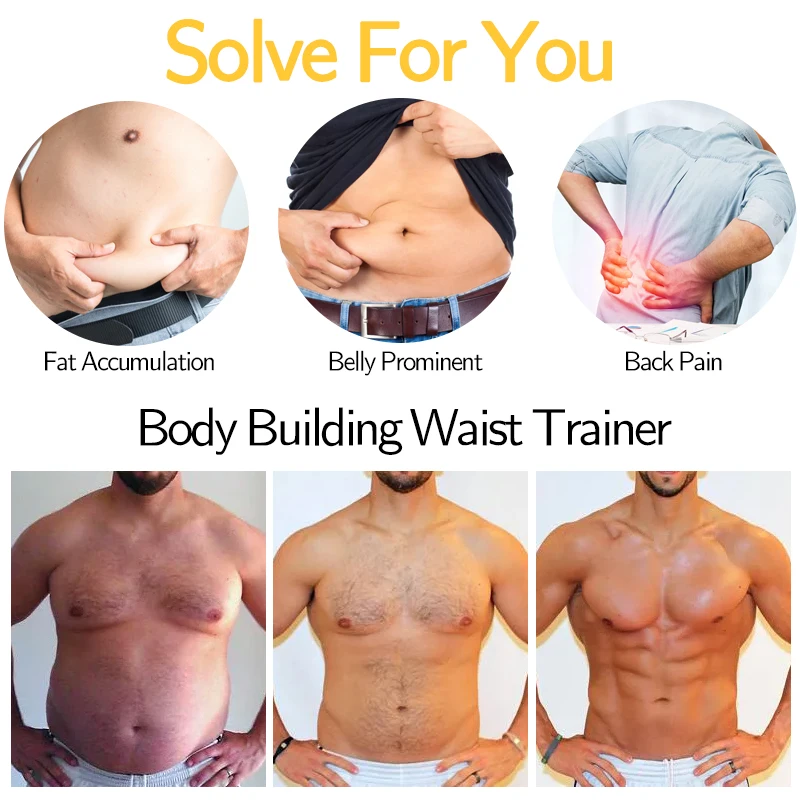 Men Weight Loss Waist Trainer Corset Slimming Body Shaper Fitness Belt Sauna Sweat Trimmer Modeling Straps Compression Girdle