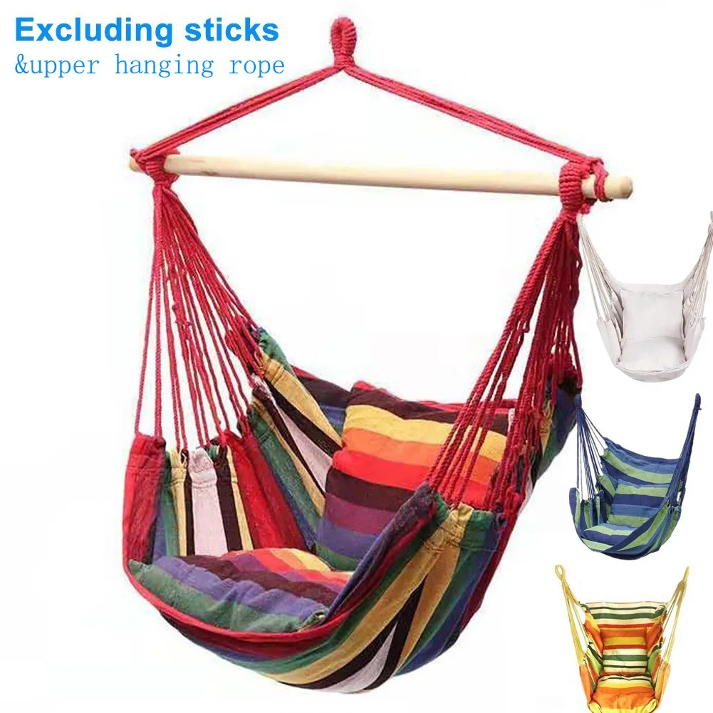 

Portable Hammock Chair Canvas Bed Hammocks Garden Swing Hanging Leisure Lazy Rope Chair Swing Indoor Bedroom Seat Camping