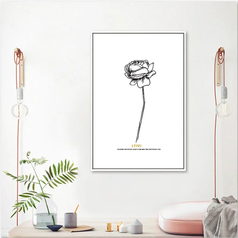 Настенный художественный постер с розовым фламинго скандинавский абстрактный