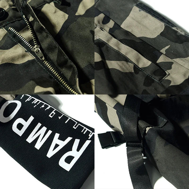 

Men's Fashion Hi-street Camouflage Pants Haran Hip Hop Patchwork Pockets Harem Pencil Joggers Streetpants For Male