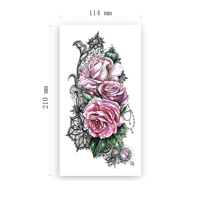 

Hannah Sanskrit Flower Temporary Tattoo Sticker Watercolor Jewelry Necklace Fake Tattoos Waterproof Tatoos Arm Large Size Women