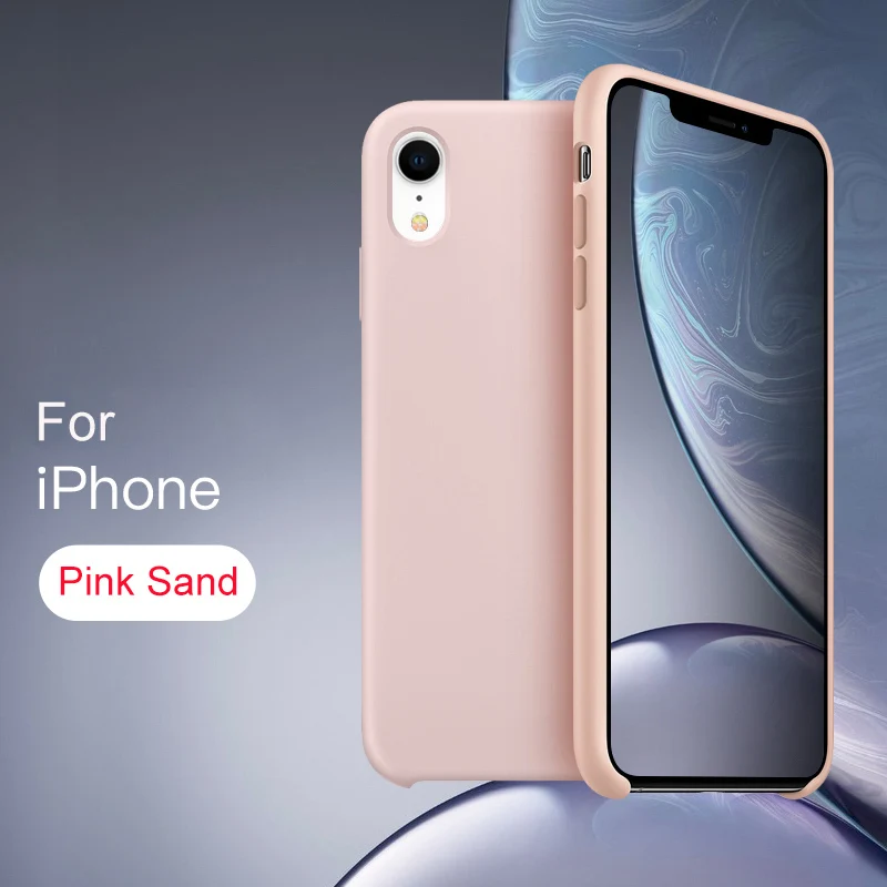 Sand Pink Официальный силиконовый чехол для iPhone 11 Pro MAX XR X Xs MAX чехол s для apple iPhone 7 8 Plus 6 6s 5 5S SE чехол с логотипом - Цвет: Sand Pink
