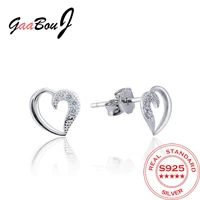 gaabou 2021 trend silver 925 korean style fine zircon heart earrings for girls lady charms stud earrings jewelry gifts