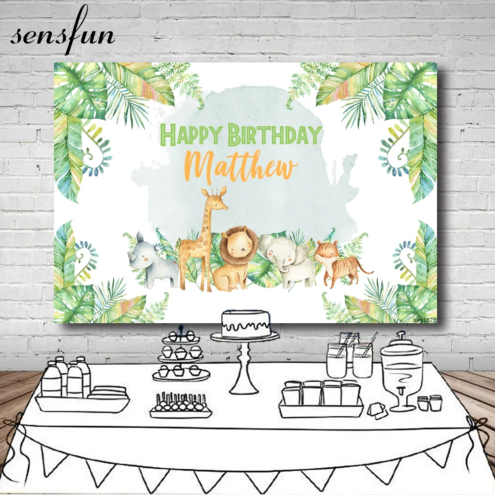 Sensfun лесной Baby Shower День рождения фон для фотографирования животных льва слона с