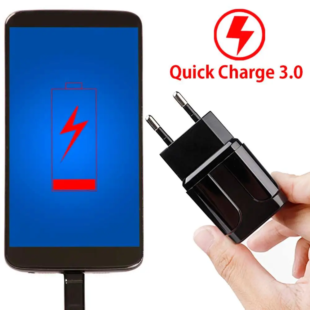 Быстрое зарядное устройство QC 3 0 18 Вт USB дорожное быстрое для iPhone Samsung S10 Xiaomi
