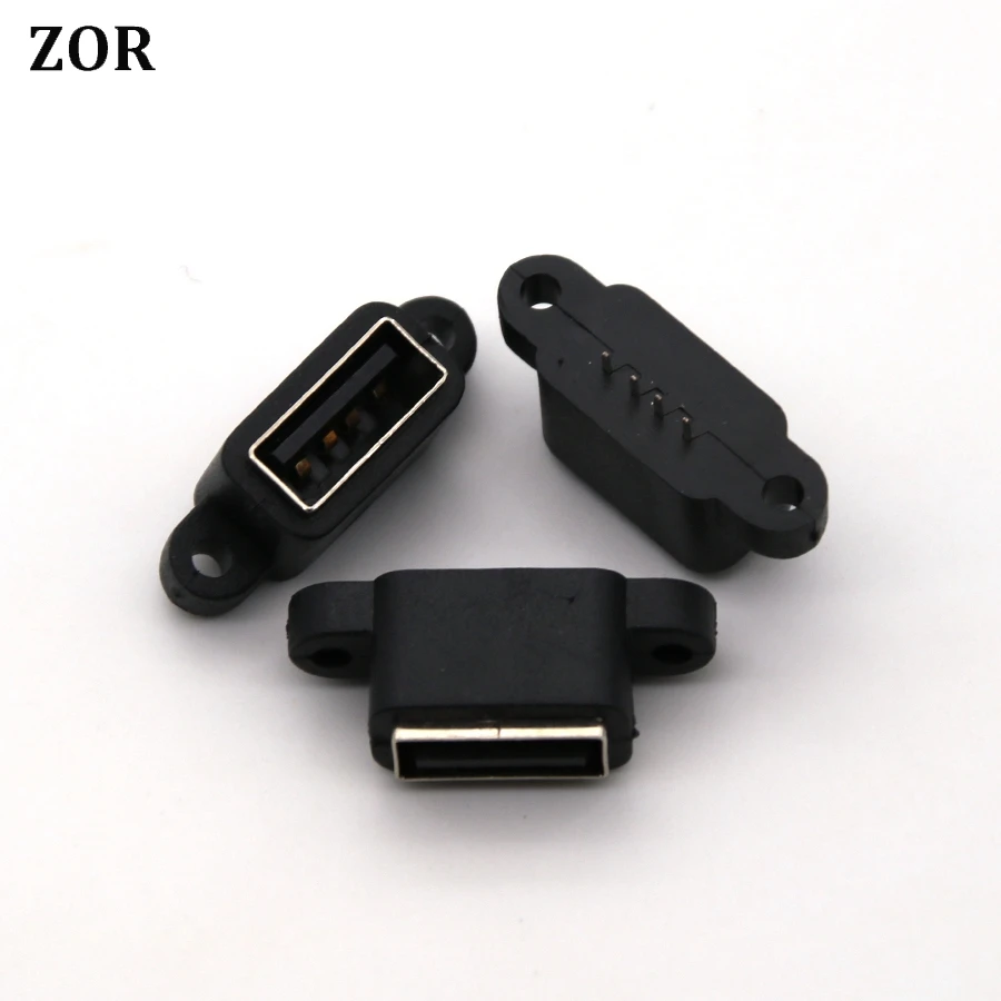 

5pcs Waterproof USB 2.0 Charging Data Tail Plug-in USB Built-in Interface Port Connector Plug Jack Socket