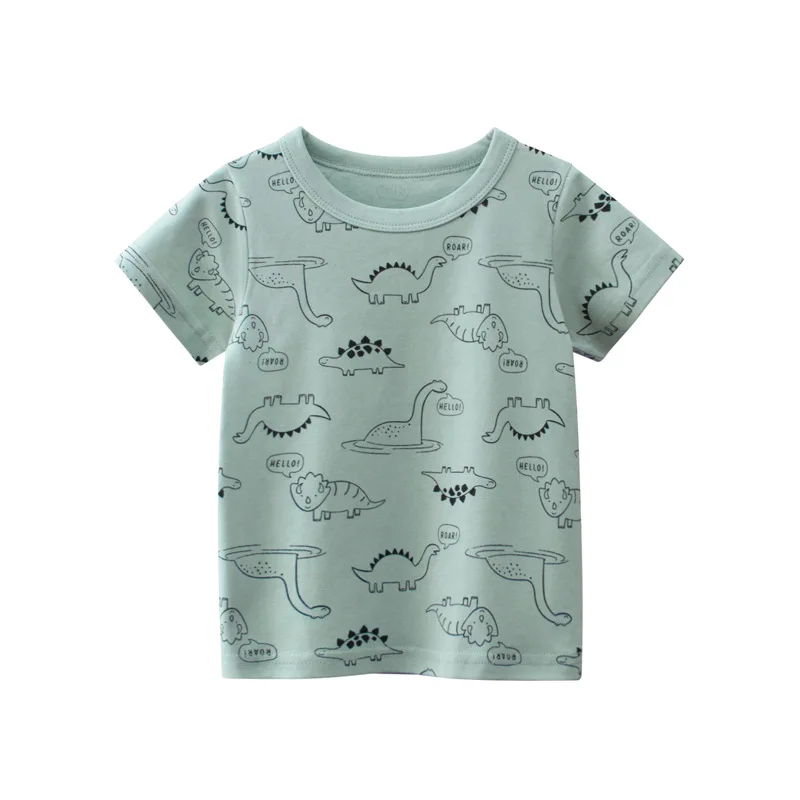 

Summer Kids Boys Short Sleeve T-shirts Tops Clothes 2-9Y Baby Boy Dinosaur Print Tees Children Clothing Kid Cotton Outfit