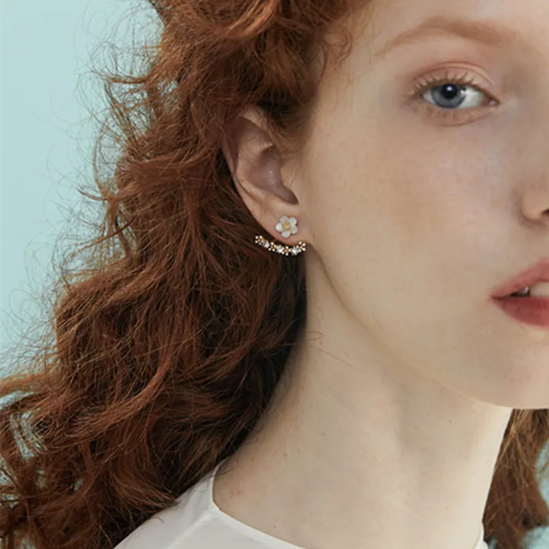 Женские серьги кольца с цирконом жемчугом сердцем кристаллом цветком крыльями